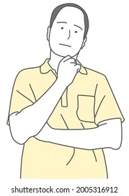 Illustration of a bald man in a shirt thinking