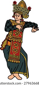 illustration of Bali classical dance legong

