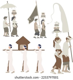 Illustration Balinese Ceremony With Boho Style