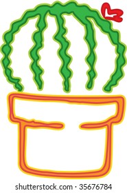 ilustración de cactus de bola en blanco