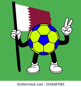 illustration of a ball character in yellow and blue holding a country's flag