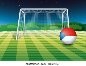 Illustration of a ball at the field with the flag of Czech Republic