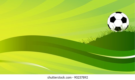 illustration with ball in grass on green background