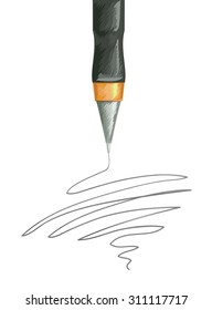 Illustration of a Ball Point Pen Scribbling Random Notes