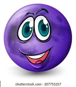 Illustration of a ball with a smiling face on a white background