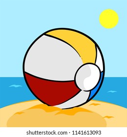 Illustration ball summer beach