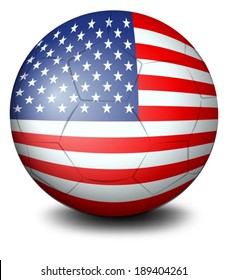 Illustration of a ball with the USA flag on a white background