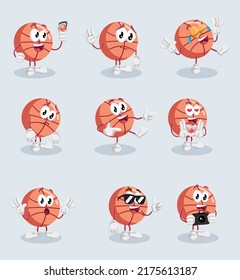 Illustration Ball various expressions and posses. cute illustration, editable color. easy to use. Let's make your design easier.