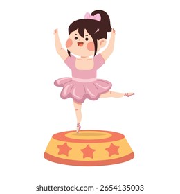 Illustration of a Ballerina Dancing on Stage cartoon