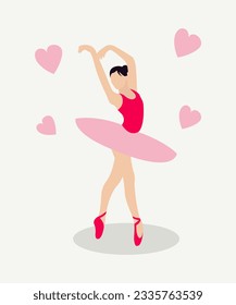 Illustration of a ballerina on a light gray background.