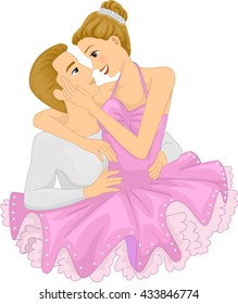 Illustration of a Ballet Dancer Couple in a Romantic Pose
