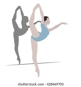 Illustration with a ballet dancer in the dance. Vector background