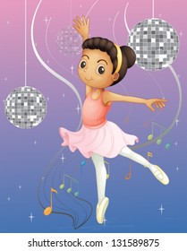 Illustration of a ballet dancer with disco lights