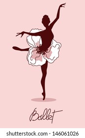 Illustration of ballet dancer with floral tutu