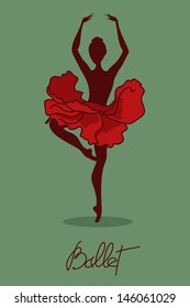 Illustration of ballet dancer with floral tutu