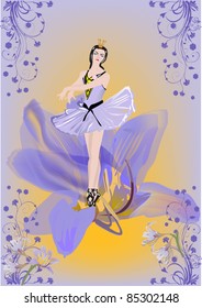 ilustración con bailarina de ballet y flores