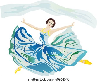 ilustración con bailarín de ballet aislado en fondo blanco