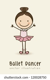 Illustration of ballet dancer, kids groups, vector illustration