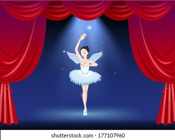 Illustration of a ballet dancer in the middle of the stage