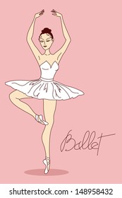 Illustration with ballet dancer in pose