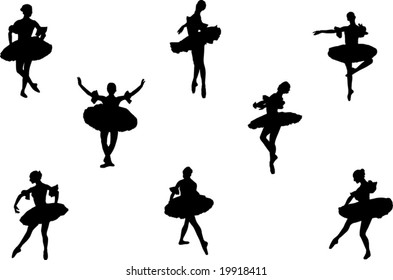 ilustración con siluetas de bailarinas de ballet