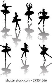 ilustración con siluetas de bailarinas de ballet
