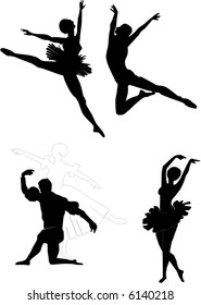 ilustración con siluetas de bailarinas de ballet