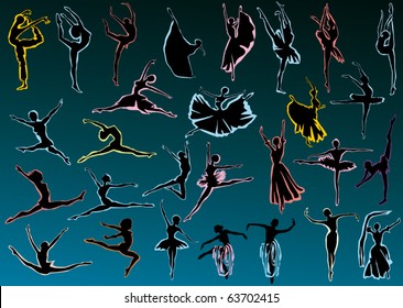 illustration with ballet dancer silhouettes