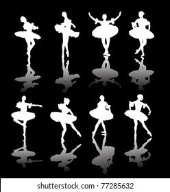 ilustración con siluetas de bailarinas de ballet