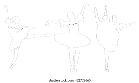 Illustration Ballet Dancer Silhouettes Stock Vector (Royalty Free