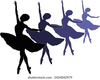 illustration with ballet dancer silhouettes on white background