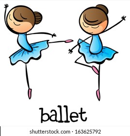 Illustration of the ballet dancers on a white background