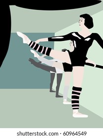 ilustración con entrenamiento de bailarines de ballet