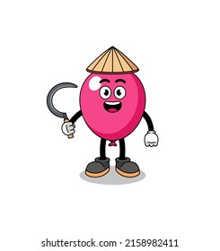 Illustration of balloon as an asian farmer , character design
