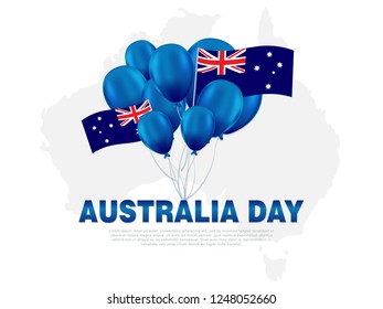 illustration balloon australia. australia flag,  background australia Day 26 january. 