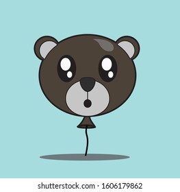 illustration balloon black bear cute icon