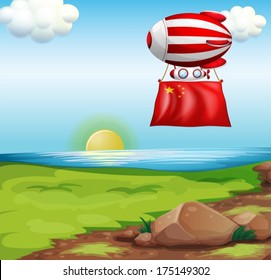 Illustration of a balloon with the flag of China