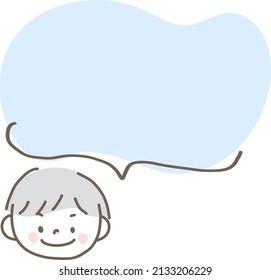 It is an illustration with a balloon of a simple boy's face with color and main line. It is a single item illustration.