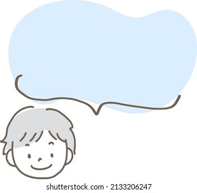 Es ist eine Illustration mit einem Ballon eines einfachen jungen Mannes Gesicht mit Farbe und Hauptlinie. Es ist eine einzelne Darstellung.