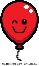 An illustration of a balloon winking in an 8-bit cartoon style.