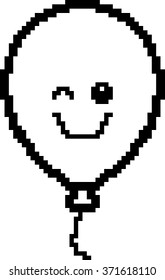 An illustration of a balloon winking in an 8-bit cartoon style.