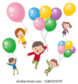 Illustration of balloons and children