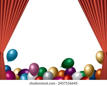 Illustration von Luftballons und Vorhängen