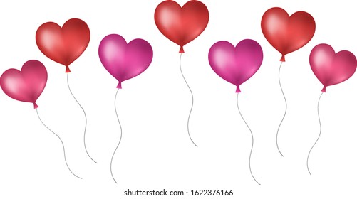 Illustration of balloons in the form of hearts.Holiday,
Valentine's day.