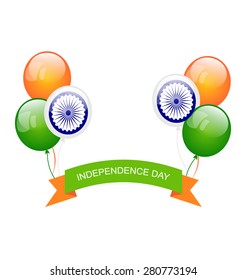 Illustration Balloons in Traditional Tricolor of Indian Flag for Independence Day - Vector