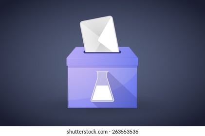 Illustration of a ballot box with a vote and a chemical test tube