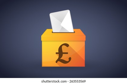 Illustration of a ballot box with a vote and a pound sign