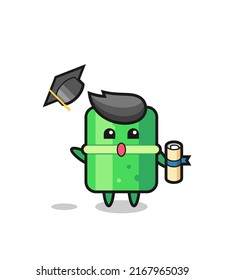 Illustration of bamboo cartoon throwing the hat at graduation , cute style design for t shirt, sticker, logo element