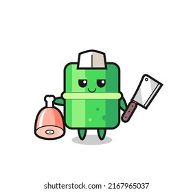 Illustration of bamboo character as a butcher , cute style design for t shirt, sticker, logo element