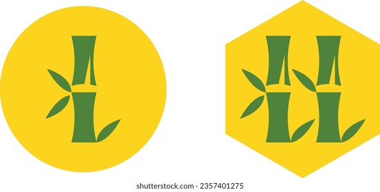 Illustration of bamboo with circular and hexagon shapes